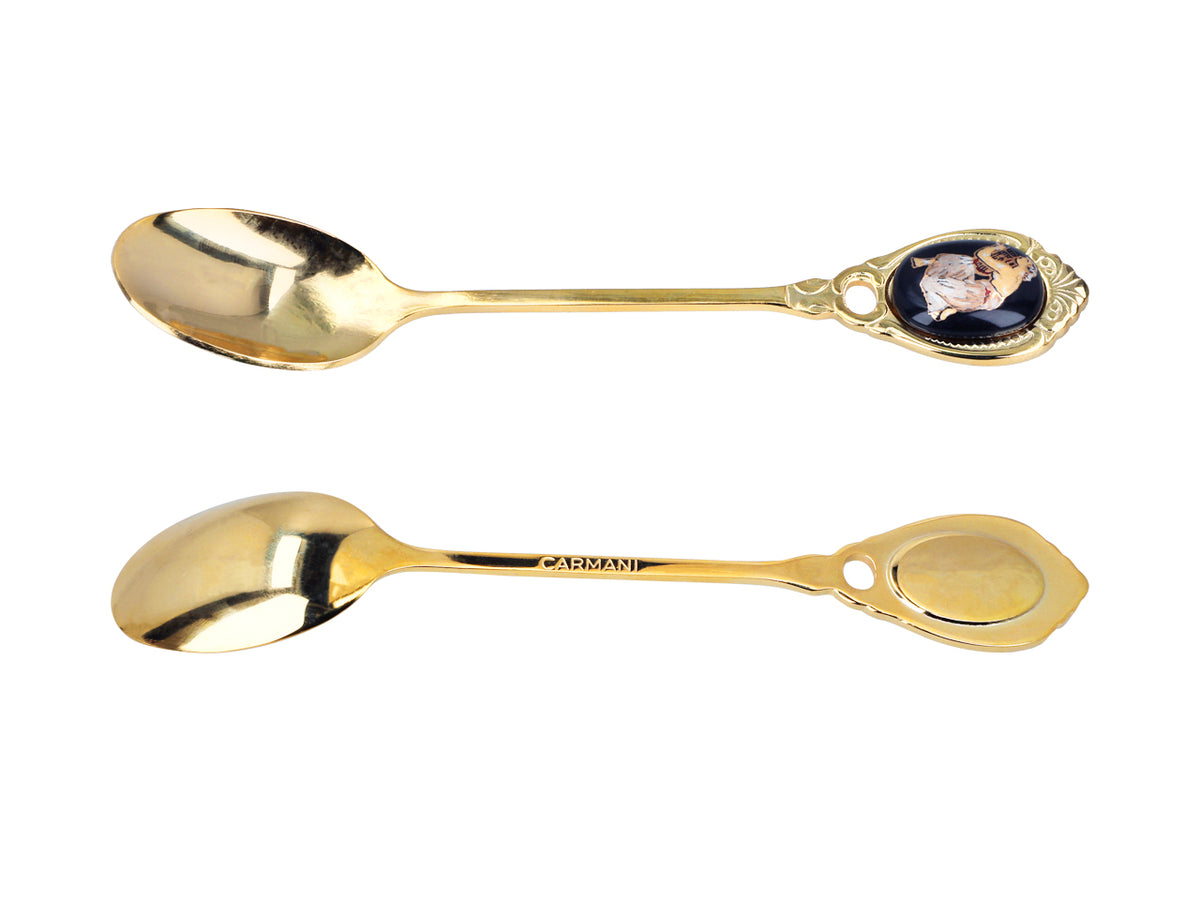 Set aus 6 mit 24K Gold beschichteten Löffelchen mit griechischem Motiv