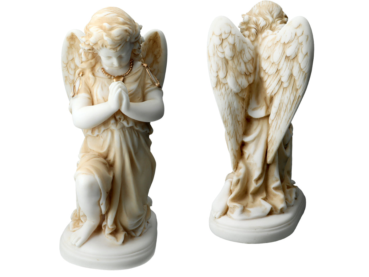 Betender Engel aus Alabaster - Alabasterfigur 25cm mit Möglichkeit zur Personalisierung durch Gravur