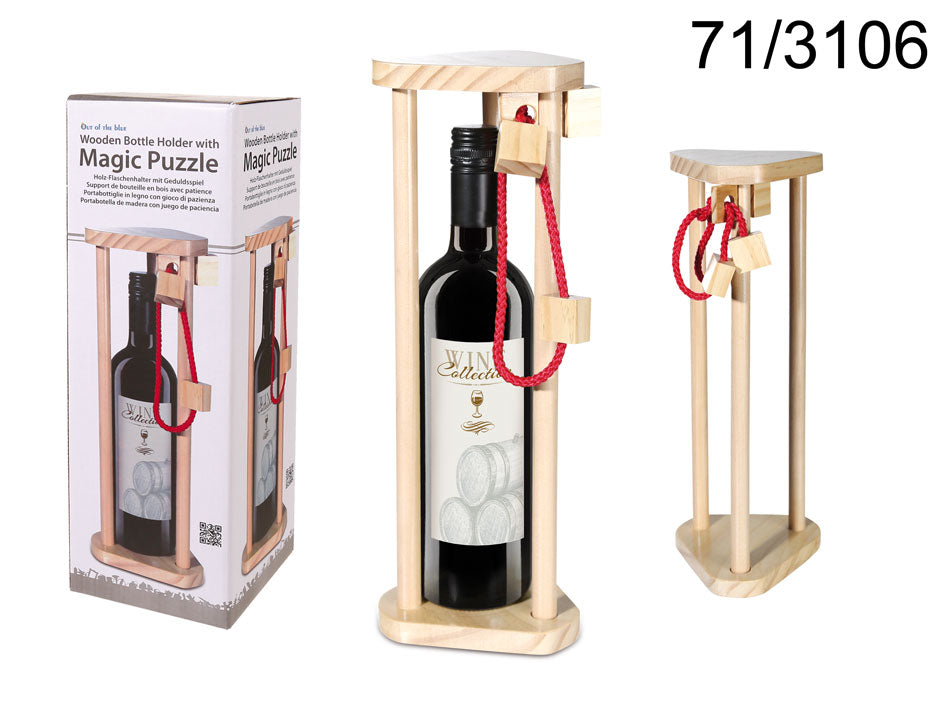 Holz-Flaschenhalter - Puzzle, mit Möglichkeit zur Personalisierung durch Gravur