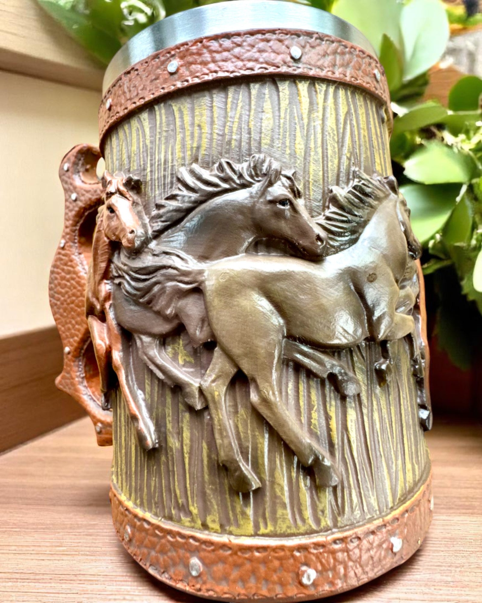 Tasse mit Pferdemotiv, 330 ml, Möglichkeit zur Personalisierung mit Gravur als Geschenk