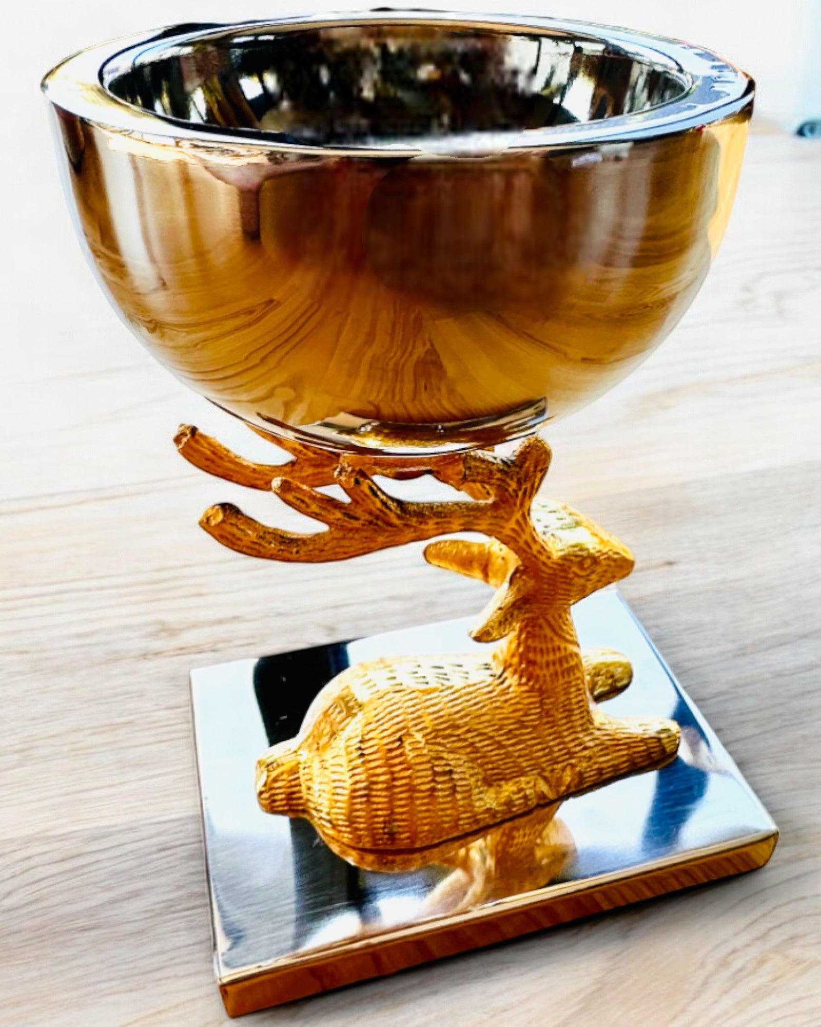 Dekorative Schale Hirsch Trophäe – Handarbeit aus Indien, Personalisierung mit Gravur