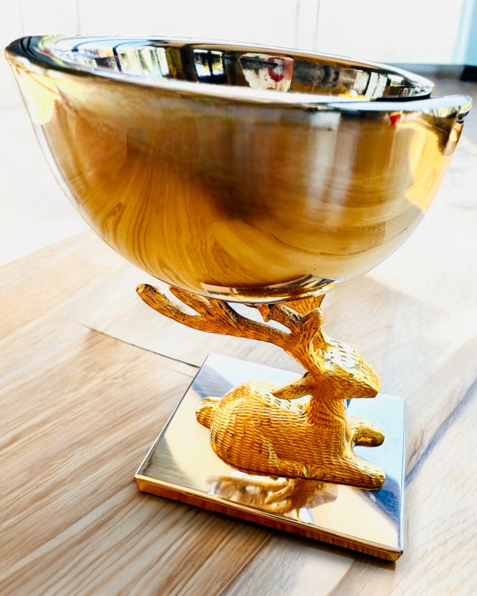 Dekorative Schale Hirsch Trophäe – Handarbeit aus Indien, Personalisierung mit Gravur