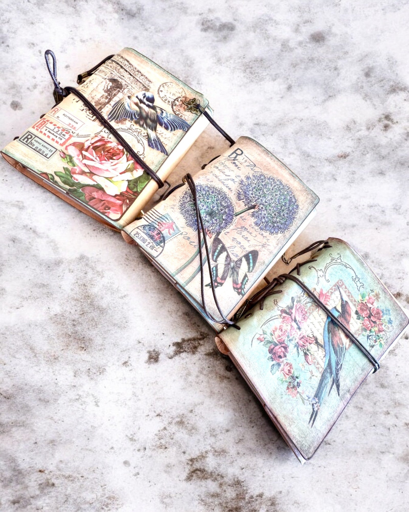 Vintage Memoire Notizbuch mit personalisierter Gravur - 3 Designs zur Auswahl, Notizbuch als Geschenk