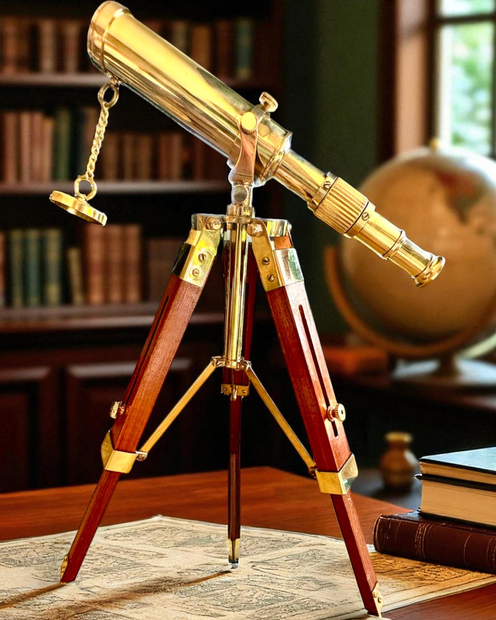 Himmelsfernrohr auf Holzständer 41 cm, Möglichkeit der Personalisierung mit Gravur als Geschenk