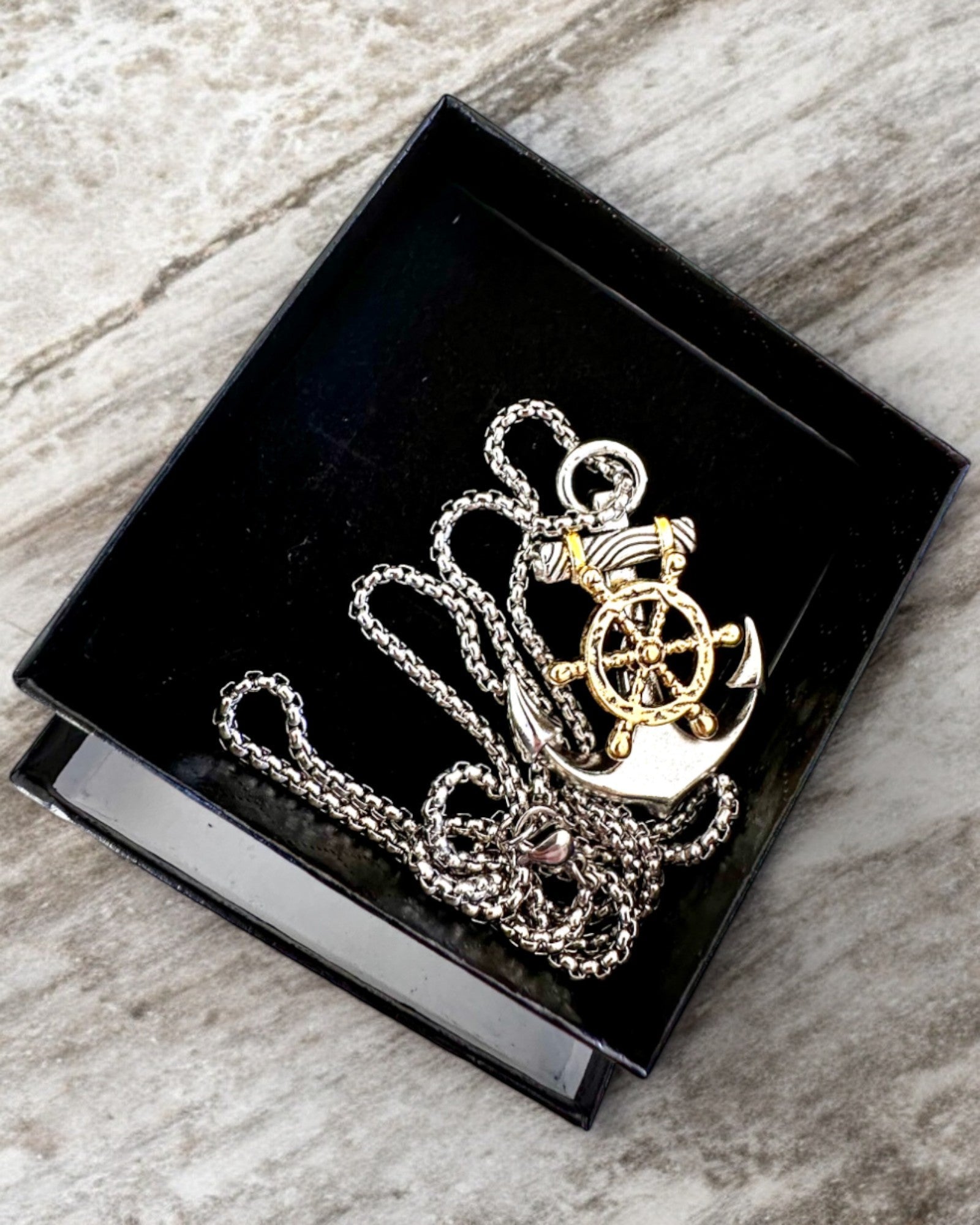 Amulett Seemannsanker des Kapitäns, Halskette mit Gravuroption als Geschenk