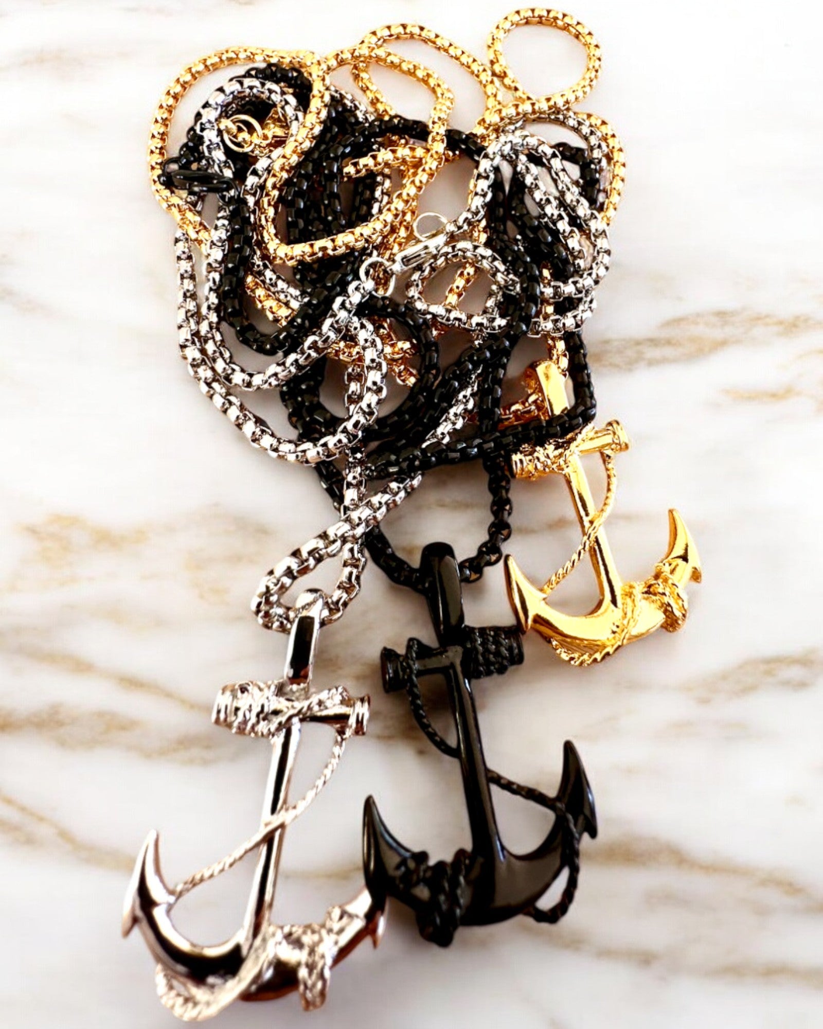 Anker der Entschlossenheit, maritimer Amulett, Halskette, Personalisierung mit Gravur als Geschenk möglich, 3 Varianten zur Auswahl