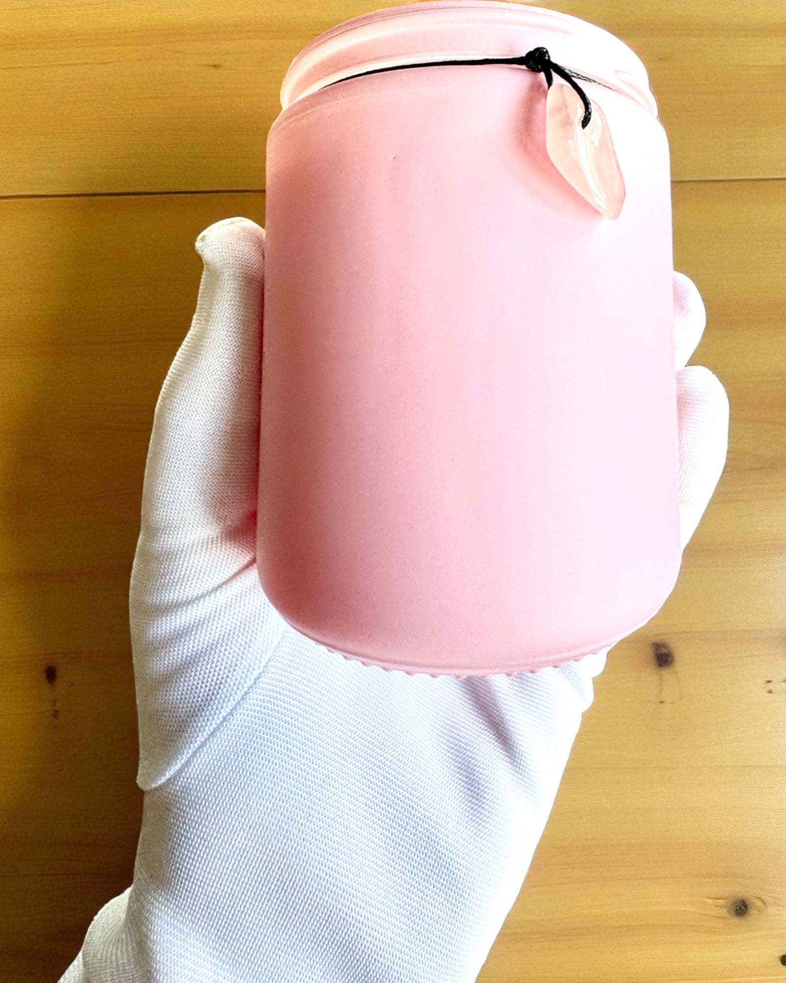 Intentionale Sojakerze Rosenquarz – Liebe, Harmonie und Herzensfrieden, 250 ml, personalisierbar als Geschenk