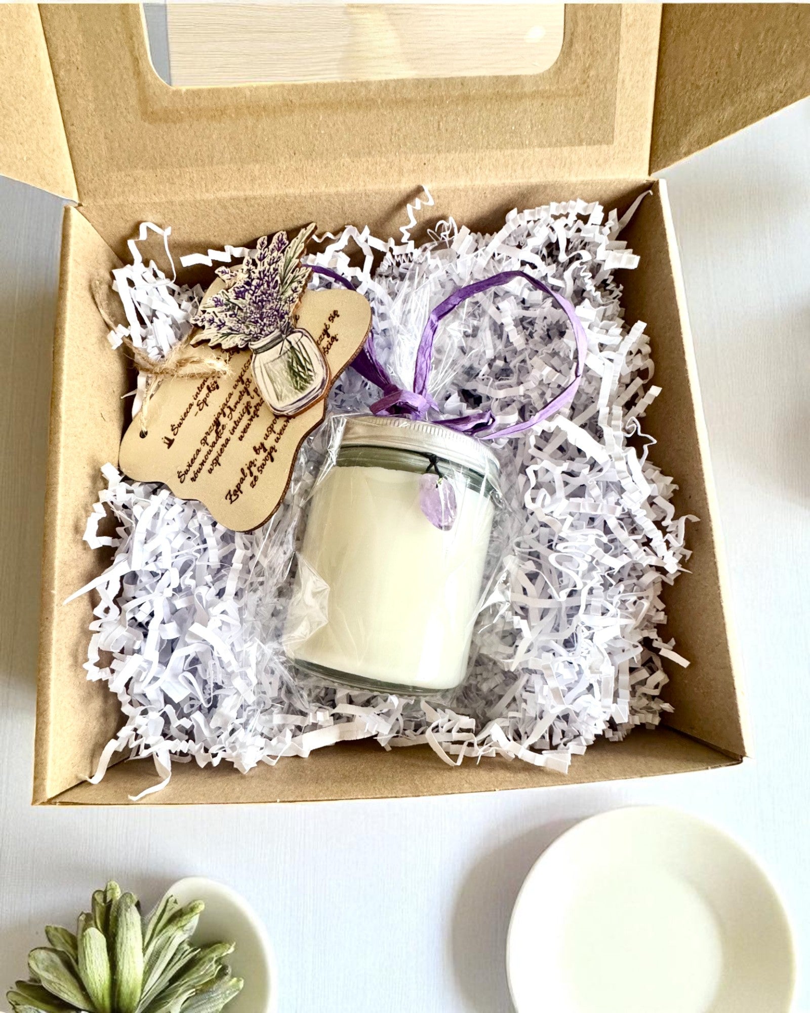 Intentionale Sojakerze Amethyst – Ruhe, Harmonie und Reinigung, 250 ml, Personalisierung als Geschenk möglich