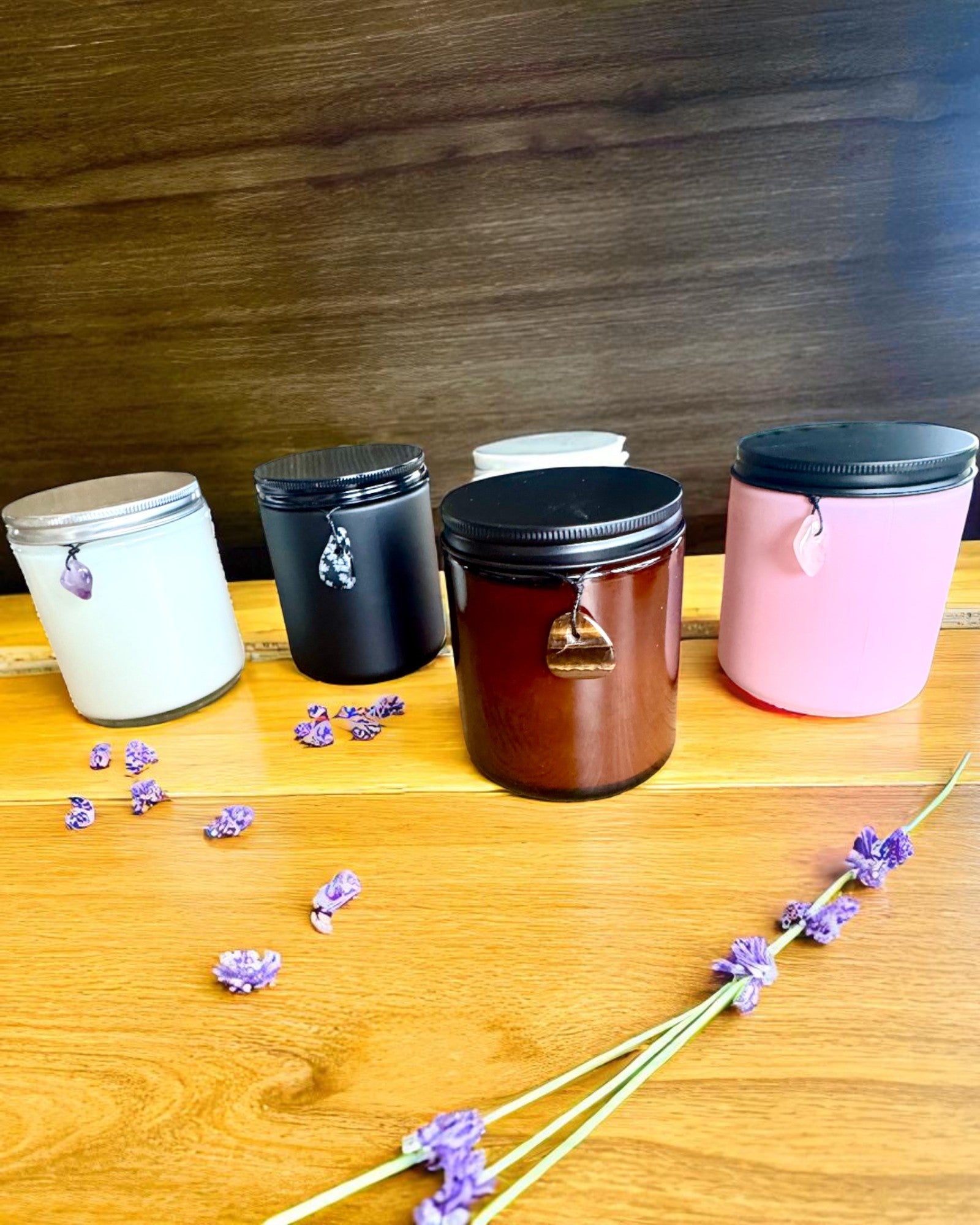 Intentionale Sojakerze Rosenquarz – Liebe, Harmonie und Herzensfrieden, 250 ml, personalisierbar als Geschenk