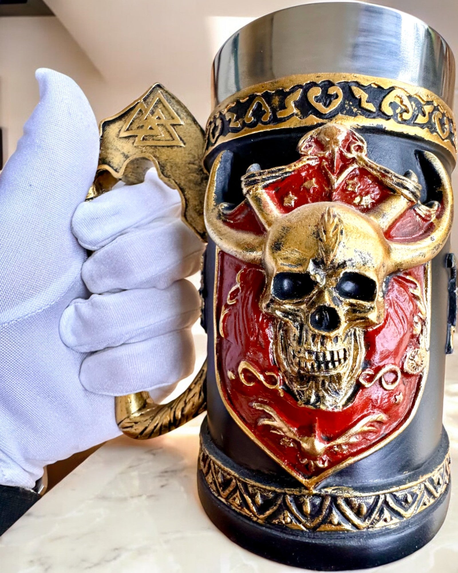 Karnawałowy Kufel Wojownika - 600 ml, 16 cm Höhe, Möglichkeit zur Personalisierung mit Gravur als Geschenk