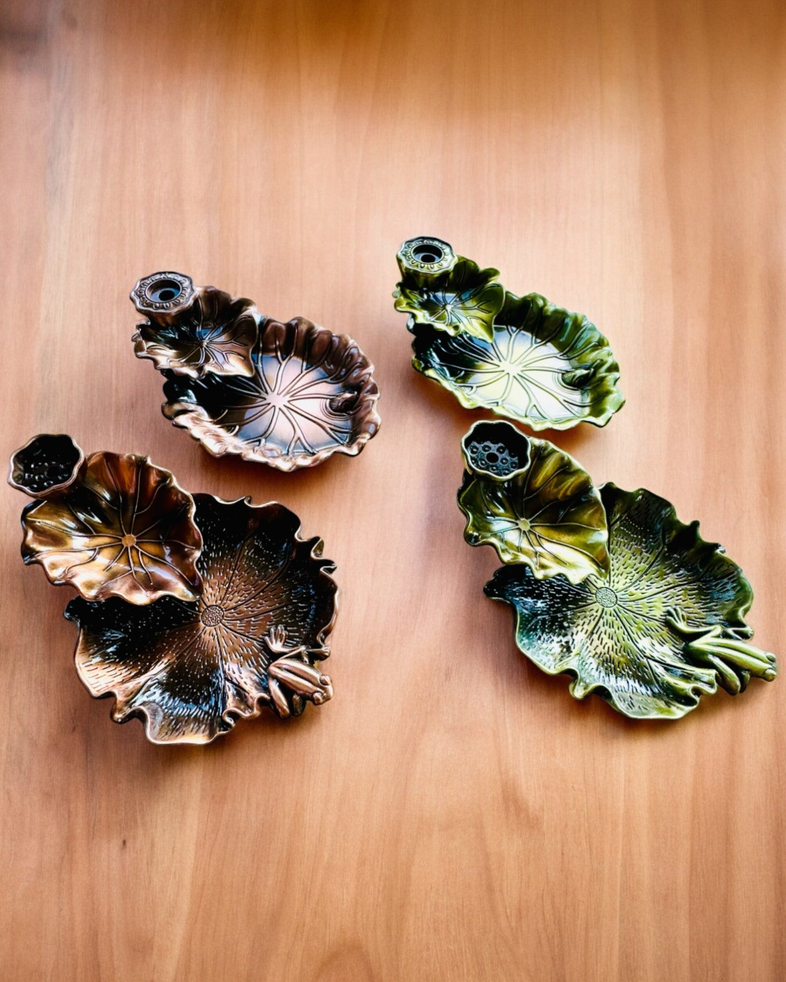 Eleganter Metallhalter für Räucherstäbchen Lotusblatt - 4 Varianten zur Auswahl, Möglichkeit der Personalisierung mit Gravur als Geschenk