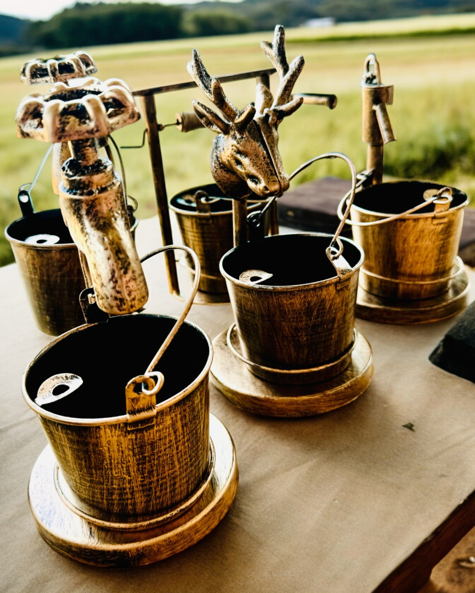 Stilvoller Metall-Aschenbecher "Rustic Charm" 19-23 cm Höhe, 8 Varianten zur Auswahl, Gravur auf Wunsch