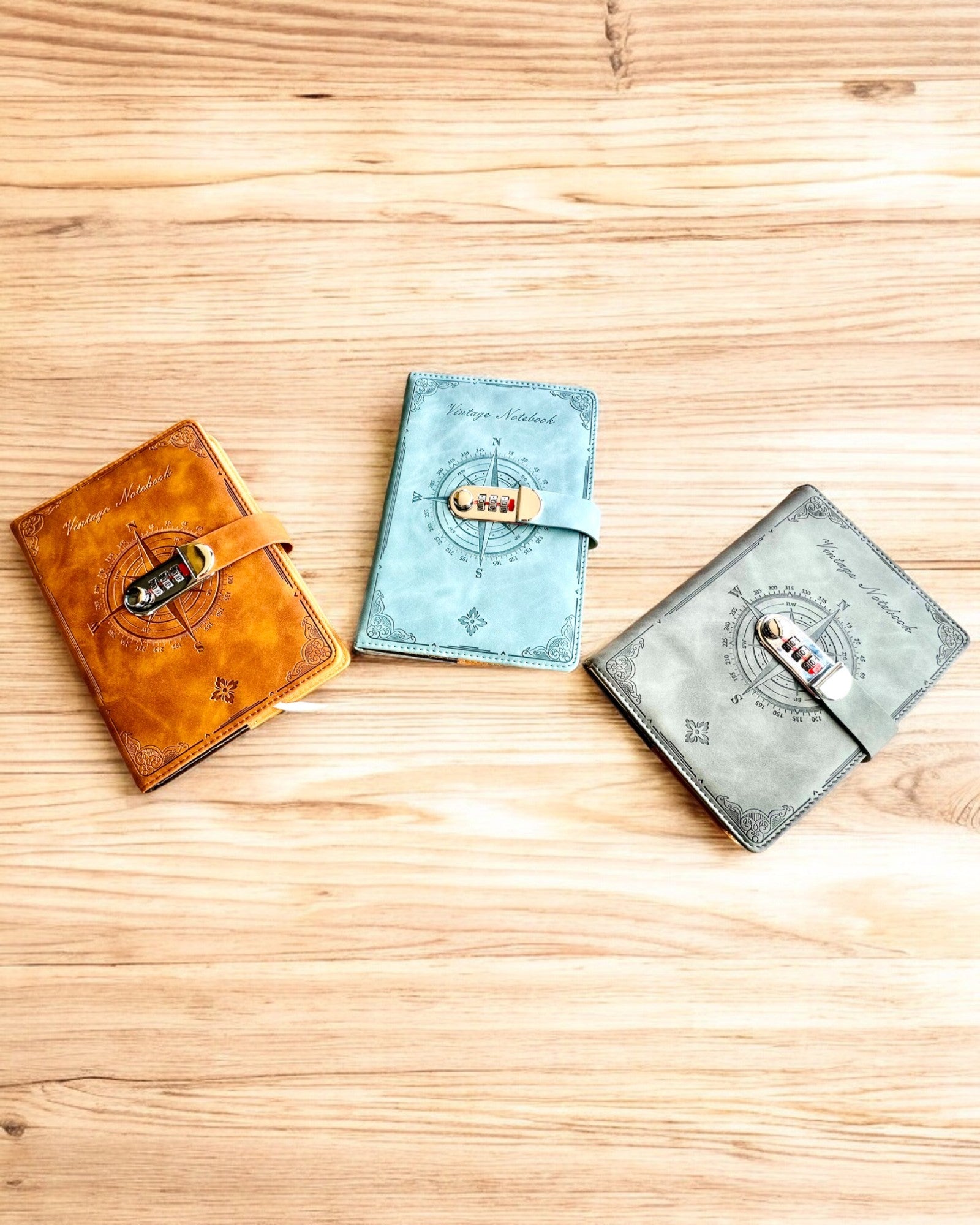 Geheimes Notizbuch A5 Vintage mit Zahlenschloss - Wählen Sie Ihren Stil, Personalisierung mit Gravur als Geschenk