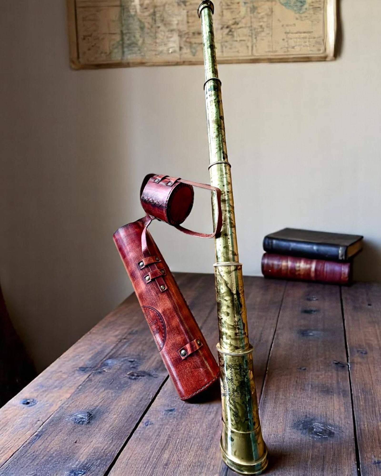 Königliches Fernrohr „Voyager 1818“ – Exklusiv, Messing, 83 cm, handgefertigt, Etui aus echtem Leder – Sammleredition, Personalisierung mit Gravur als Geschenk