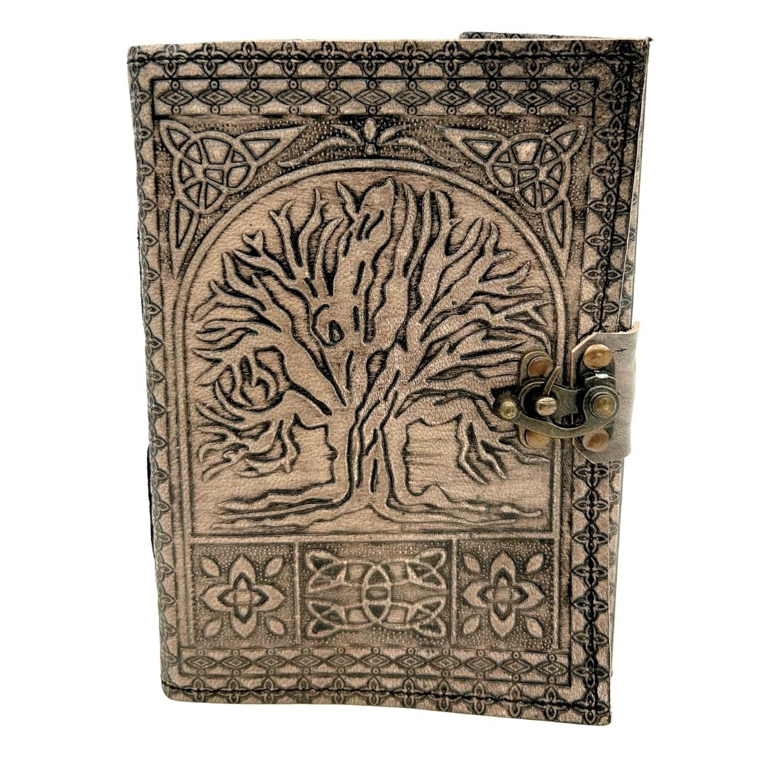 Retro-Ledernotizbuch Baum des Lebens mit Gravur