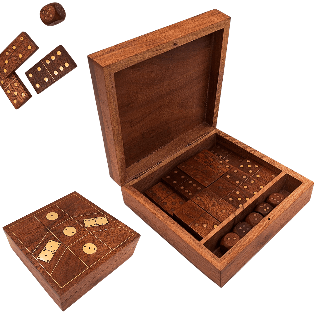 Elegantes Spieleset in Holzkiste mit Gravur