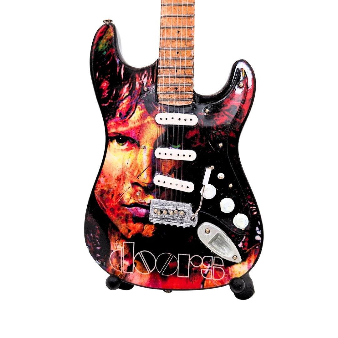 Mini-Gitarre Jim Morrison The Doors – Mahagoniholz – personalisierte Gravur – ideales Geschenk für Musikfans – Höhe 27,5 cm – Sammlerstück und Dekoration