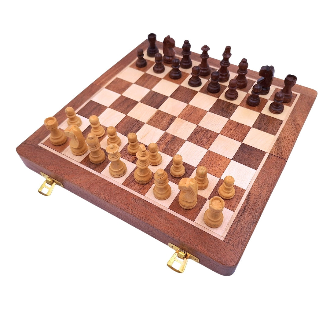 Magnetisches Holzschach 30x30 cm, klappbar G614 mit Gravur