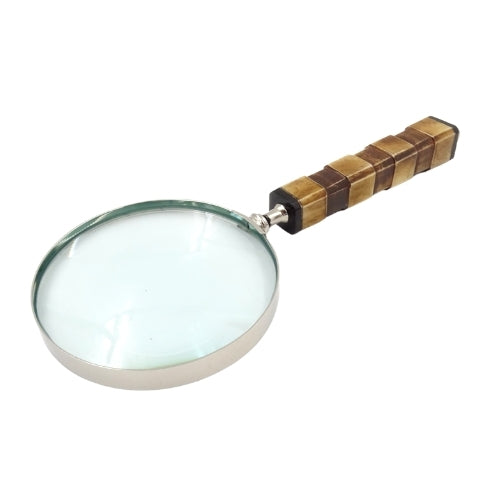 Elegante Leselupe mit Knochenhandgriff NC1099A mit personalisierbarer Gravur, silberfarbener Messinggehäuse, ideal als Geschenk für Senioren, Großvater oder Sammler, Höhe 24,5 cm