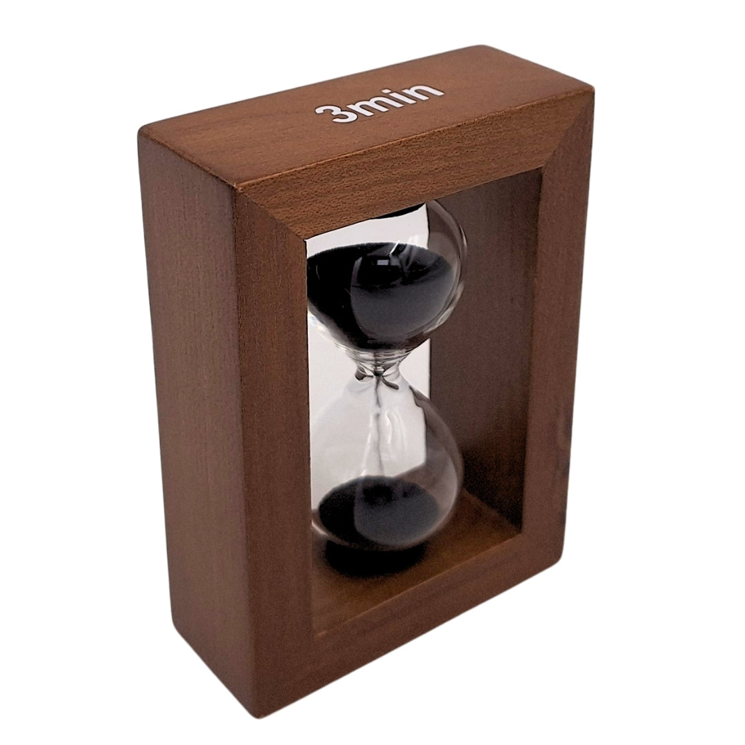 Sanduhr 3 Minuten im Holzrahmen mit Gravur-Personalisierung