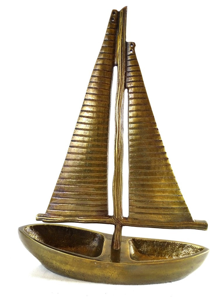 Modell einer Yacht aus goldenem Aluminium, 38 cm, mit personalisierbarer Gravur
