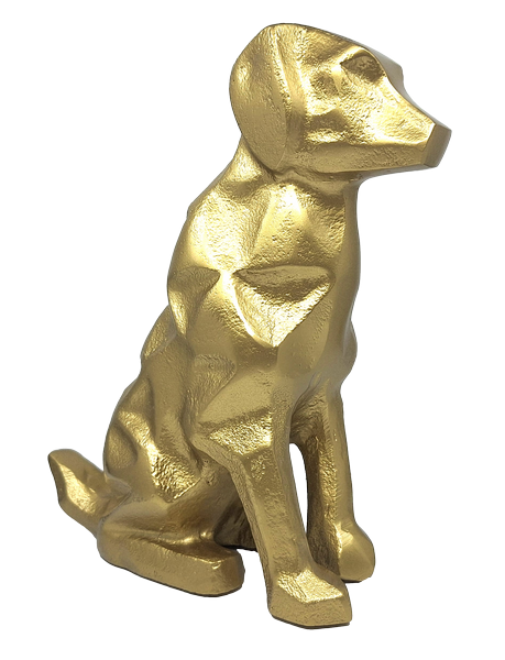 Goldene dekorative Hundefigur DOG2 mit der Möglichkeit einer personalisierten Gravur