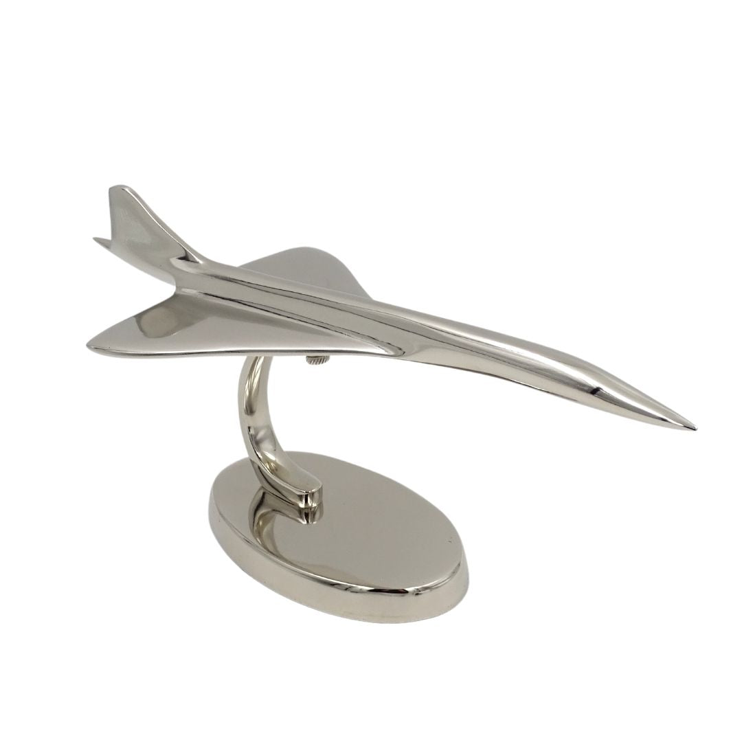 Metallmodell des Flugzeugs Concorde in Silber mit personalisierbarer Gravur