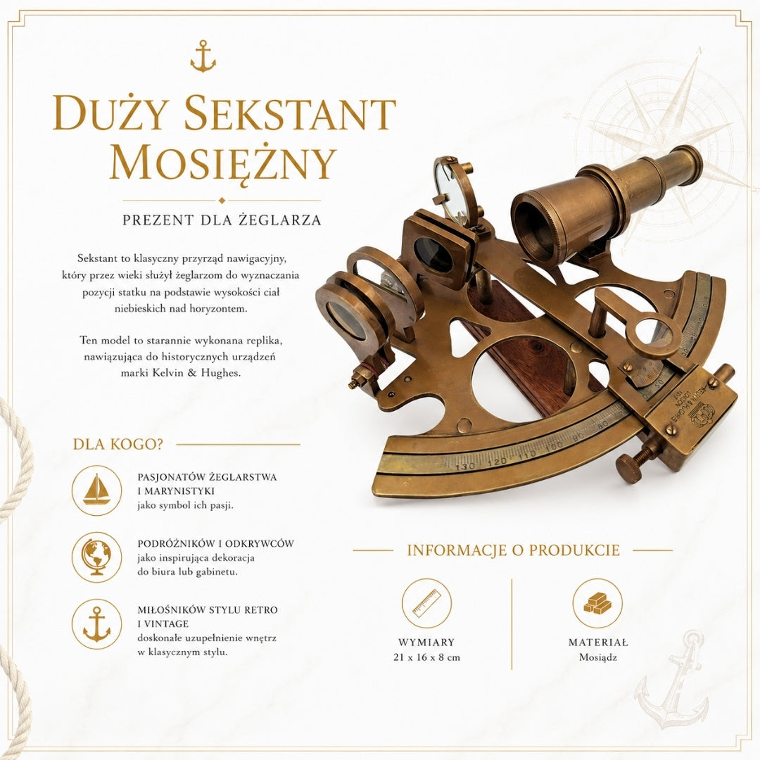 Großer Messing-Sextant mit Gravur-Personalisierung
