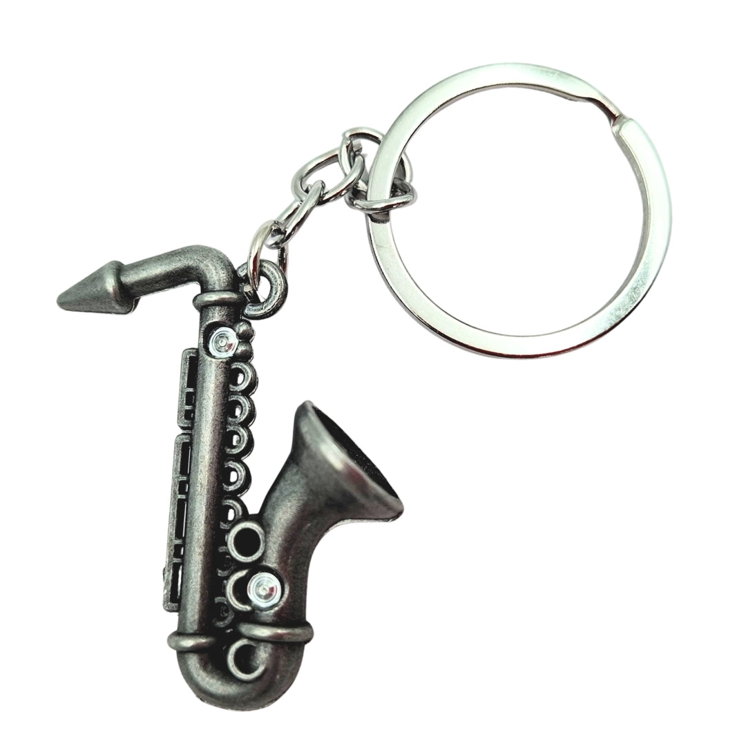 Metall-Schlüsselanhänger Saxofon in Silber