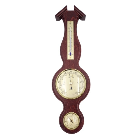 Wetterstation Fischer 6690-22 mit Barometer, Thermometer und Hygrometer in mahagonifarbener Holzfassung