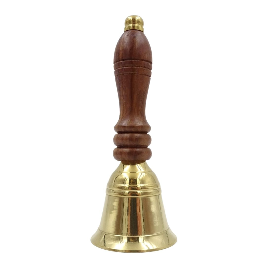 Retro-Handglocke aus Messing mit Holzgriff