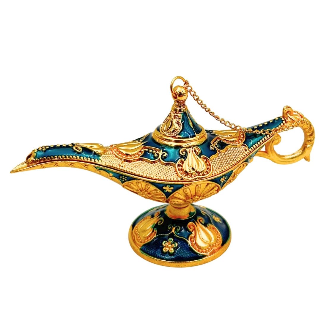 Aladin-Lampe aus Metall, blau-goldfarben, 12 cm, mit Gravur-Personalisierung