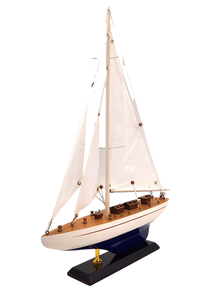 Holzmodell einer Yacht, Höhe 42 cm, mit personalisierbarer Gravur