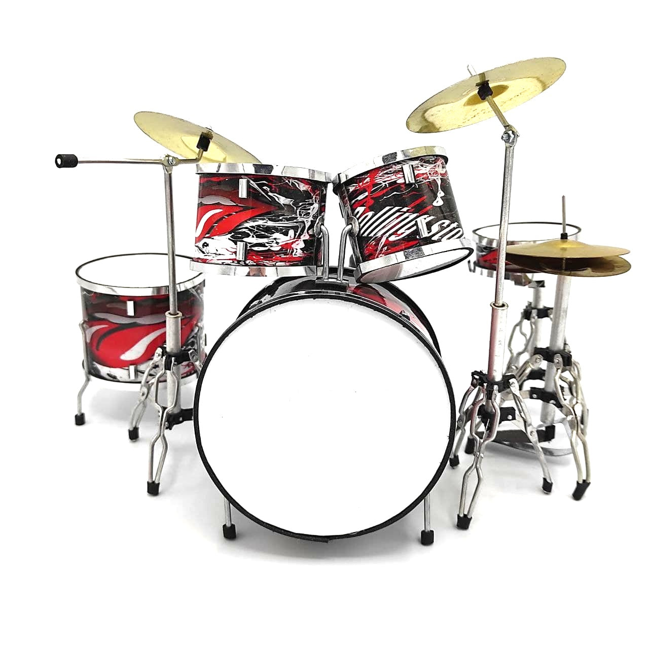 Mini-Sammlerschlagzeug MDR-0312 mit der Möglichkeit einer personalisierten Gravur, Metall-Kunststoff, Höhe 15 cm, ideales Geschenk für Musikfans