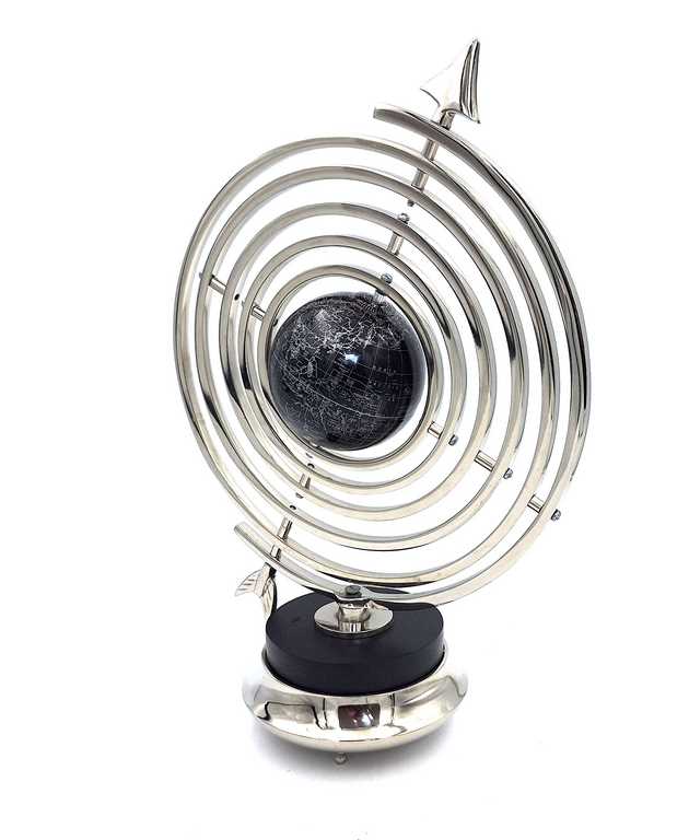 Sphärisches Astrolabium mit Globus, 44,5 cm, silberfarben, mit personalisierbarer Gravur