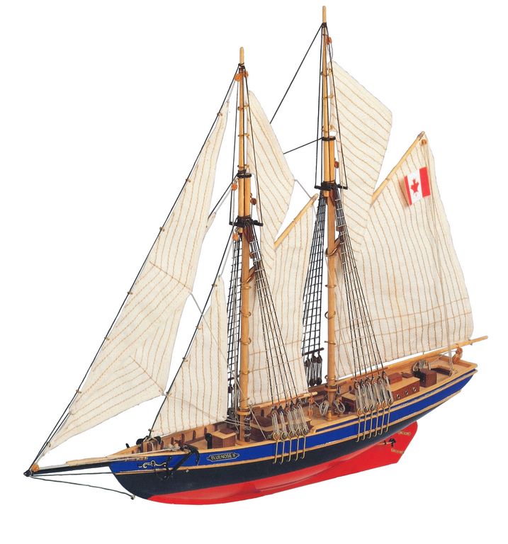 Bausatz Bluenose II – Holzschoner 38x31x6,5 cm mit Gravurpersonalisierung – ideales Geschenk für Segler, aus natürlichen Materialien, Schwierigkeitsgrad: mittel