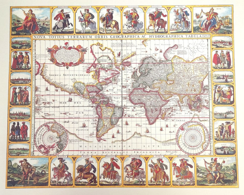 Weltkarte Piscator 1652 mit Gravur-Personalisierung