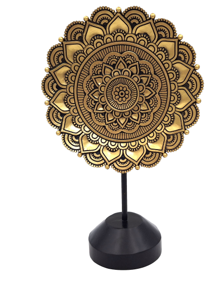 Ovale Mandala-Figur 35 cm - goldene buddhistische Dekoration mit der Möglichkeit einer personalisierten Gravur