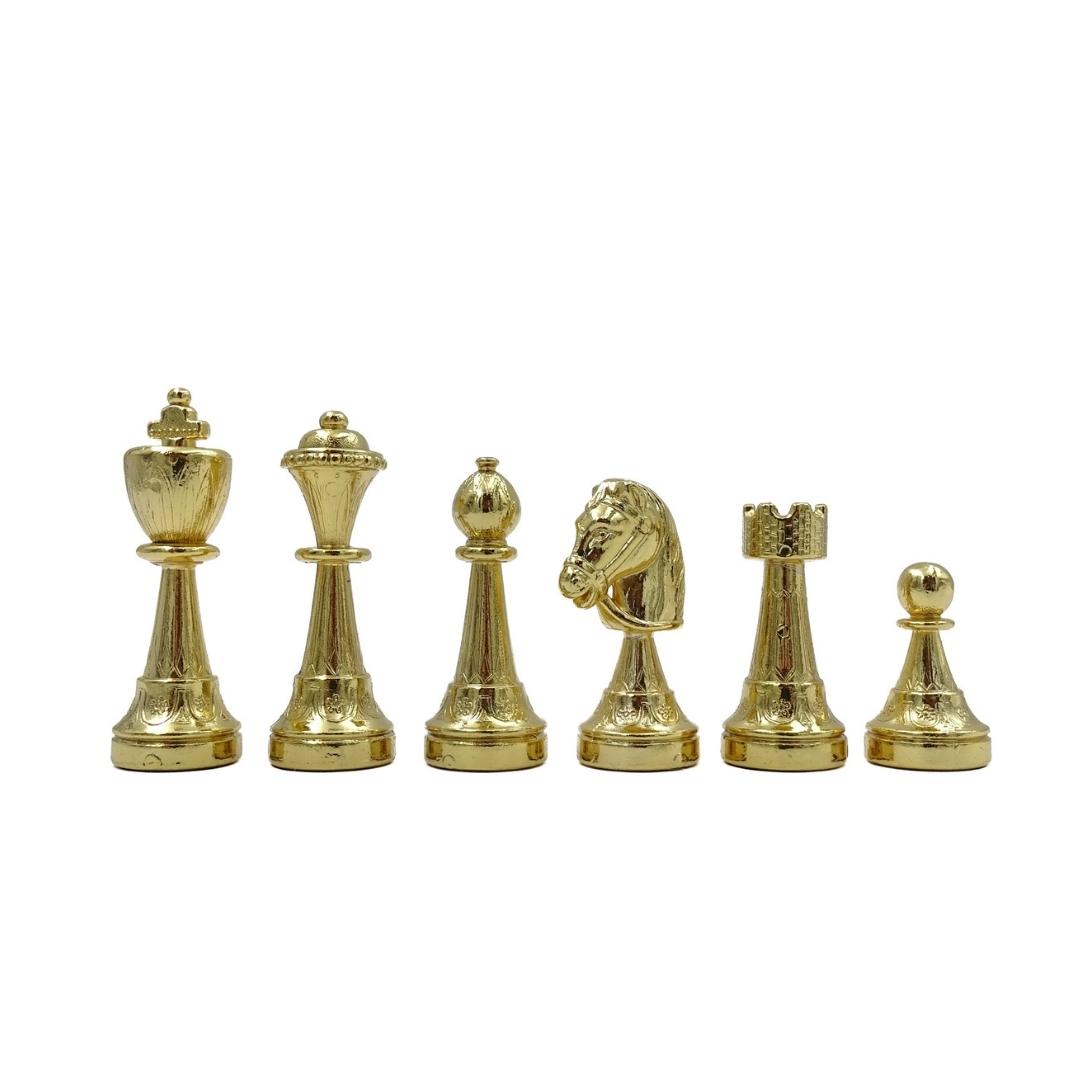 Exklusive Schachfiguren Italfama aus vergoldetem Metall 53x53 cm mit personalisierbarer Gravur
