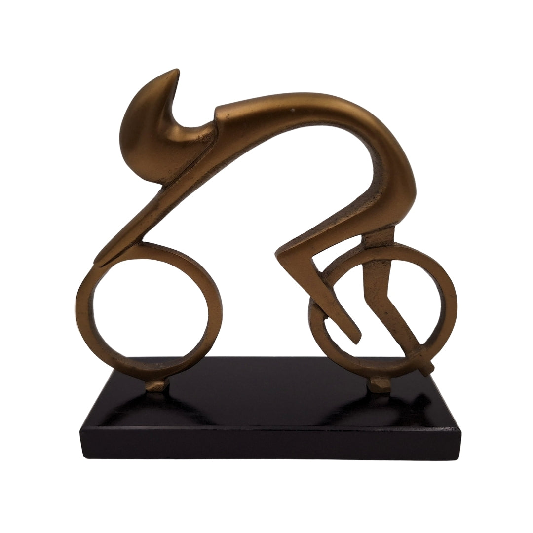 Radfahrerfigur Radfahrer VB26/9 mit Gravur – elegantes Geschenk für Radfahrer, Höhe 18 cm, Messing und Schwarz, minimalistische Innendekoration