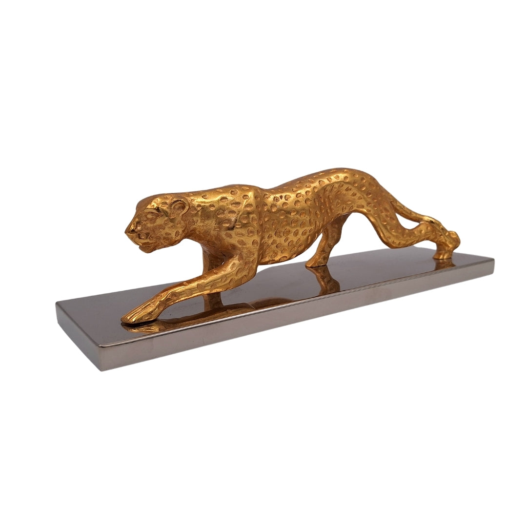Elegante dekorative Leopardfigur, goldfarben, 42 cm, mit personalisierbarer Gravur