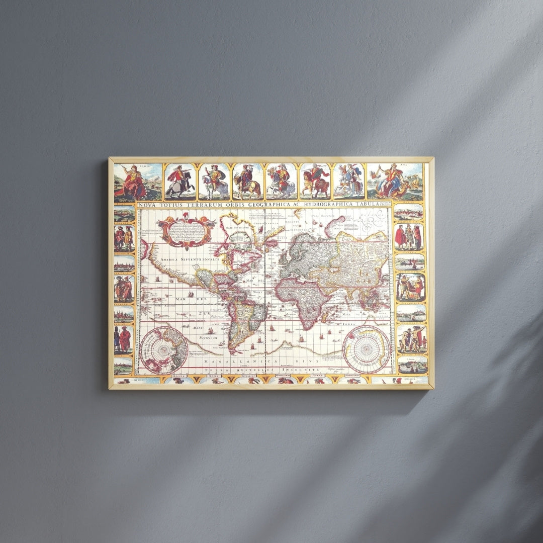 Weltkarte Piscator 1652 mit Gravur-Personalisierung