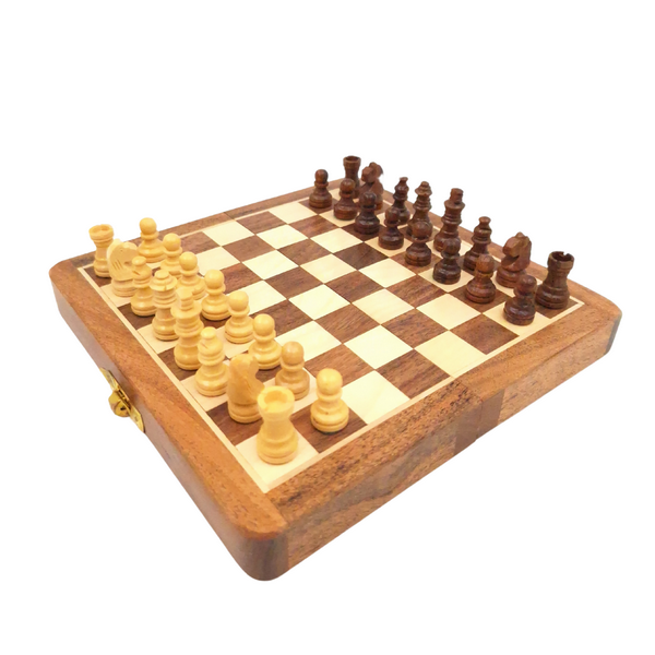 Magnetisches Holzschach 17x17 cm mit personalisierter Gravur