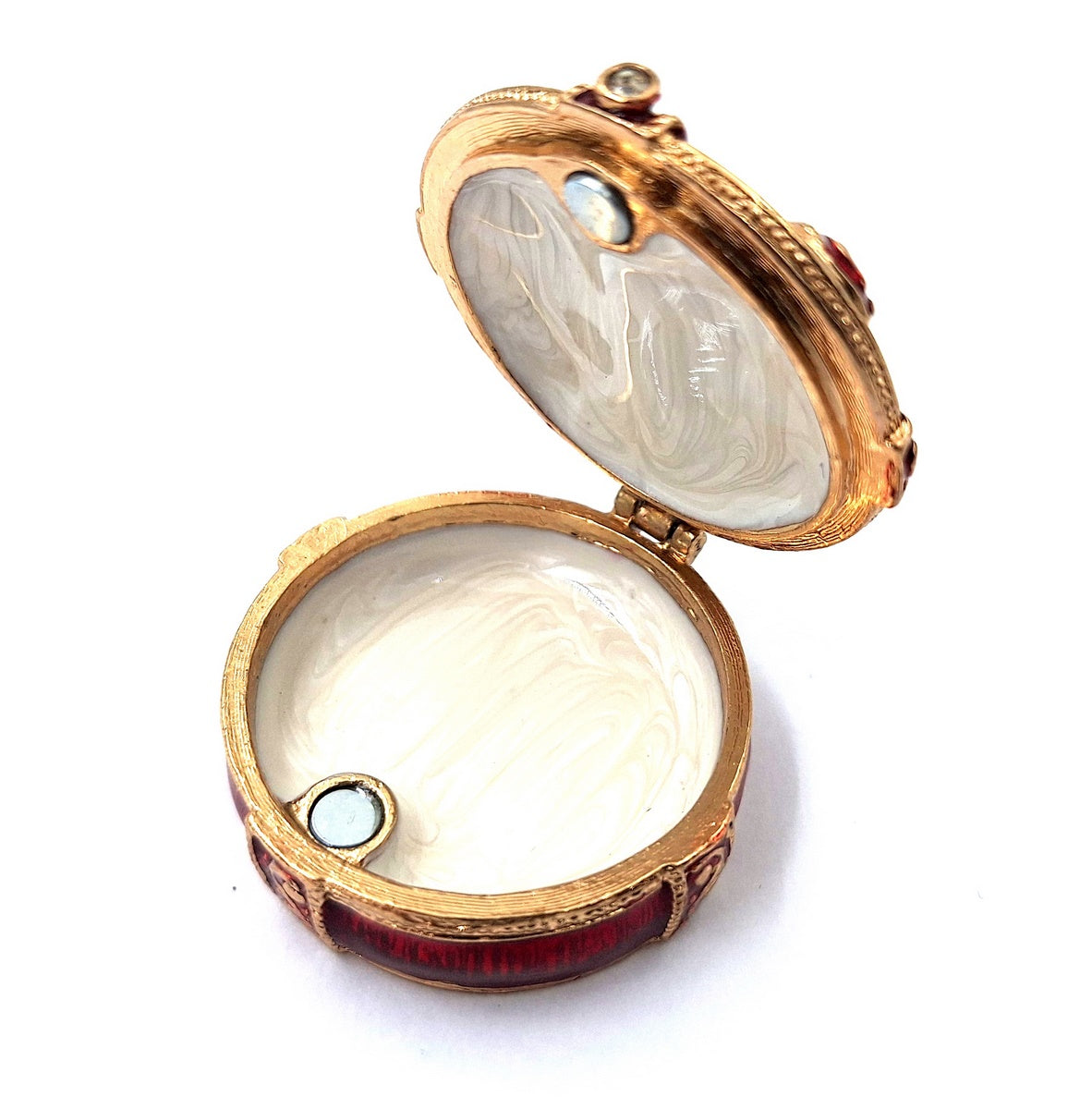 Exklusive Metall-Geschenkbox mit Kristallen B0118-08 in Rot-Gold, personalisierbare Gravur, ideal für Schmuck und als elegantes Geschenk für jede Frau, Maße 4x4x1 cm, Glamour-Stil