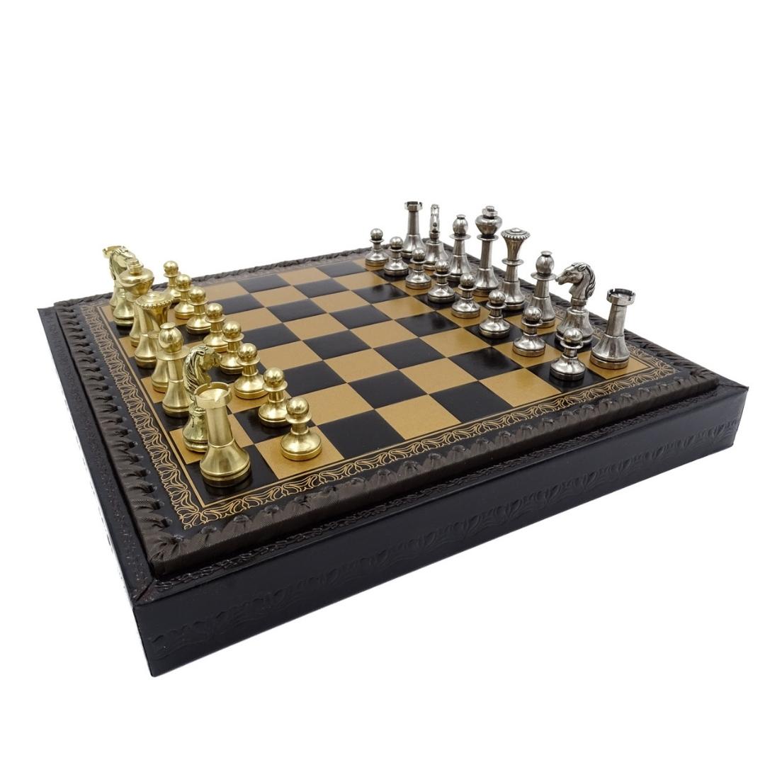 Exklusive Messing-Schachfiguren Italfama 28x28 cm mit personalisierter Gravur