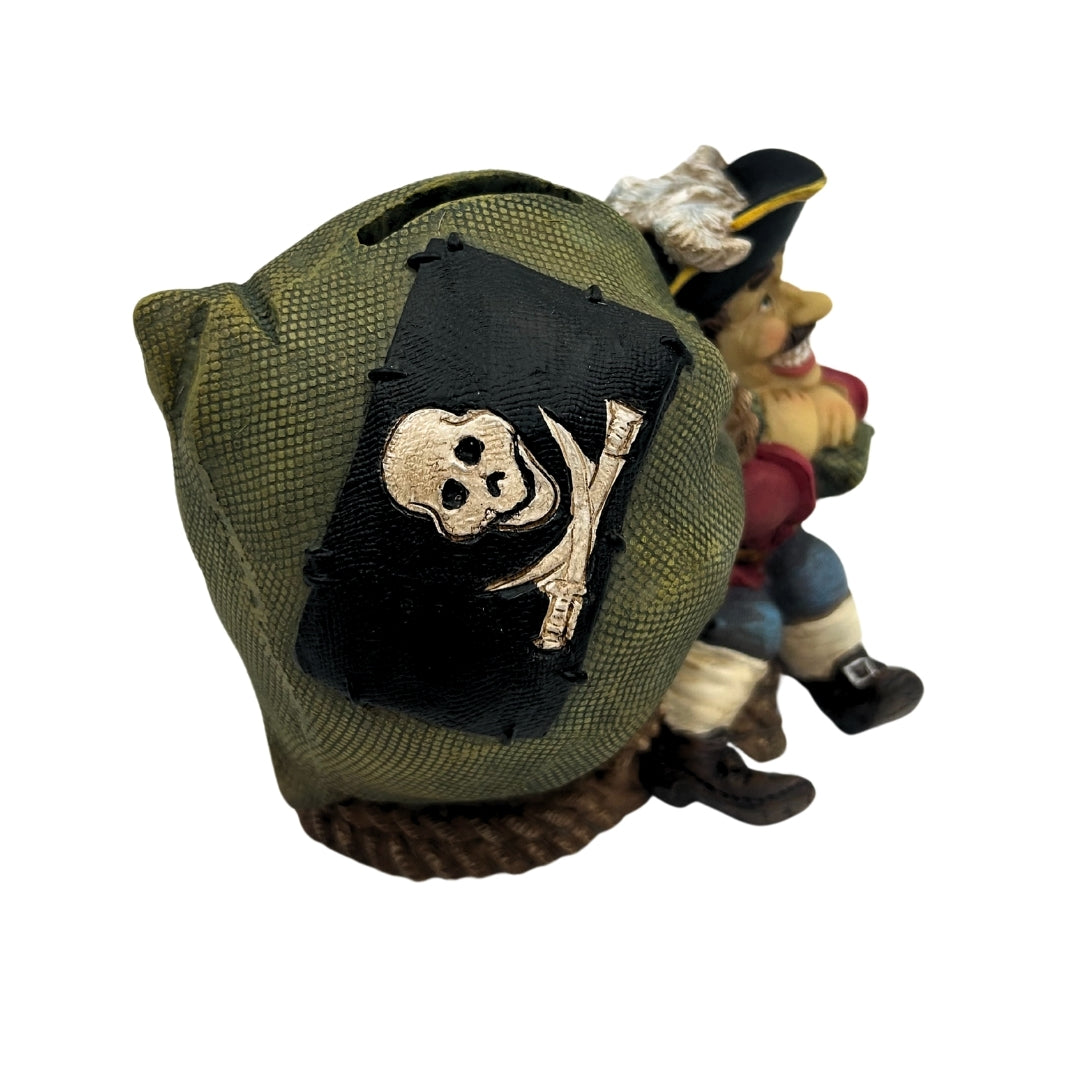 Dekorative Spardose Pirat mit Schatz 14 cm mit personalisierbarer Gravur