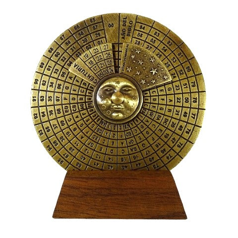 Renaissance-Ewiger Kalender mit Gravur – personalisiertes Geschenk für die Jahre 1600-2799, elegante Bürodekoration, Durchmesser 9 cm, Renaissance-Stil