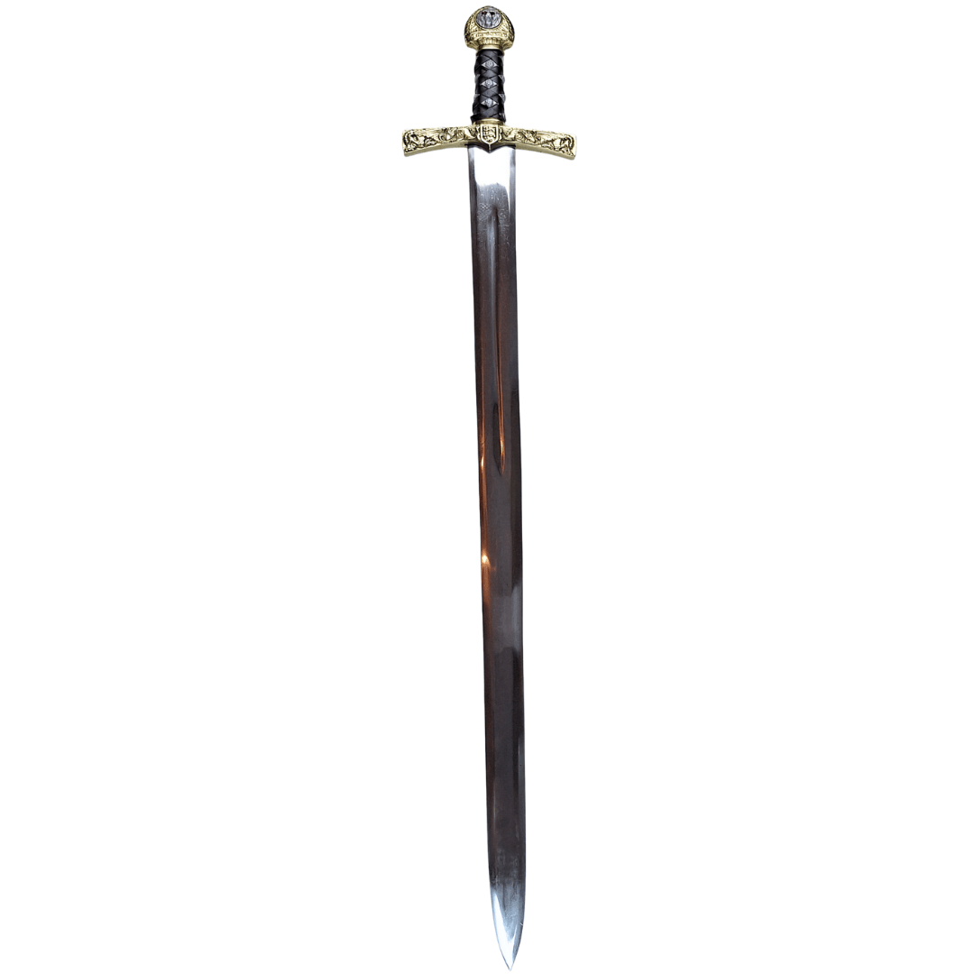 Replik des Schwerts Excalibur von König Artus mit Gravur – 98,5 cm, Stahlklinge, Messinggriff