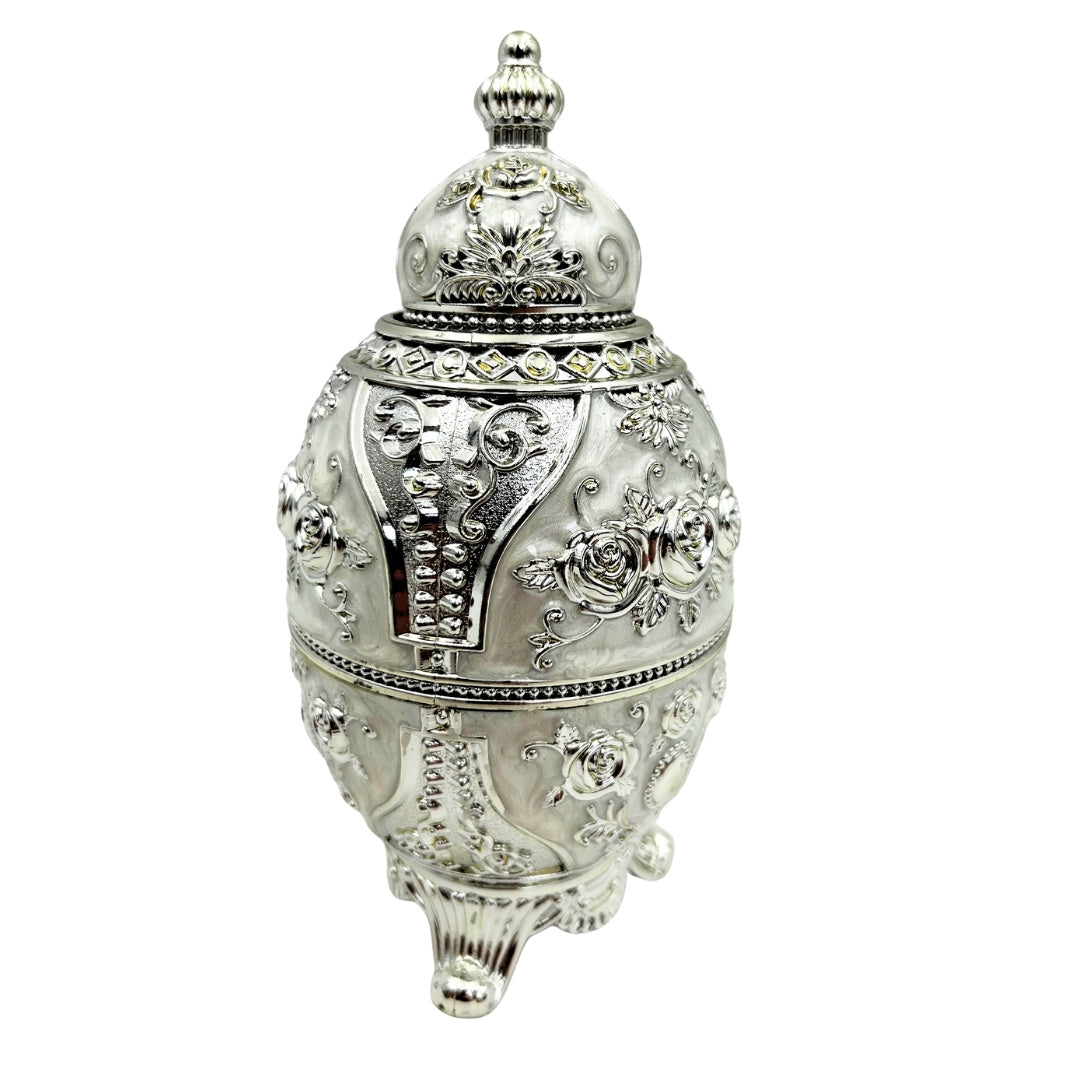 Silbernes Fabergé-Ei zum Öffnen mit Gravurmöglichkeit