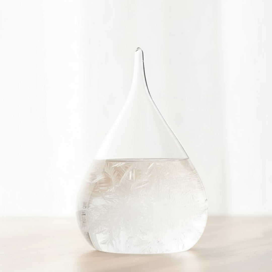 Fitzroy Sturm-Barometer – Tropfen Storm Glass mit Gravur-Personalisierung – elegantes Geschenk in Tropfenform, Höhe 11 cm, Glasgefäß mit einzigartigen Kristallen, die auf Wetteränderungen reagieren